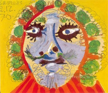 パブロ・ピカソ Painting - 正面から見た男の頭 1970年 パブロ・ピカソ
